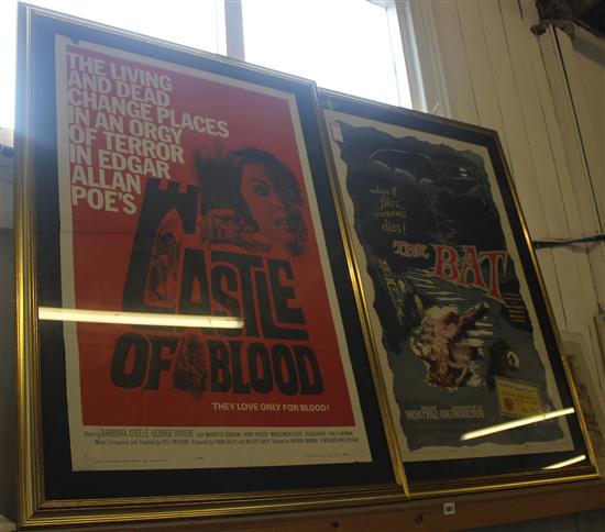 Posters; The Bat (1959) U.S. One sheet, Vincent Price and Agnes Moorhead; and The Castle of Blood (1964) U.S.